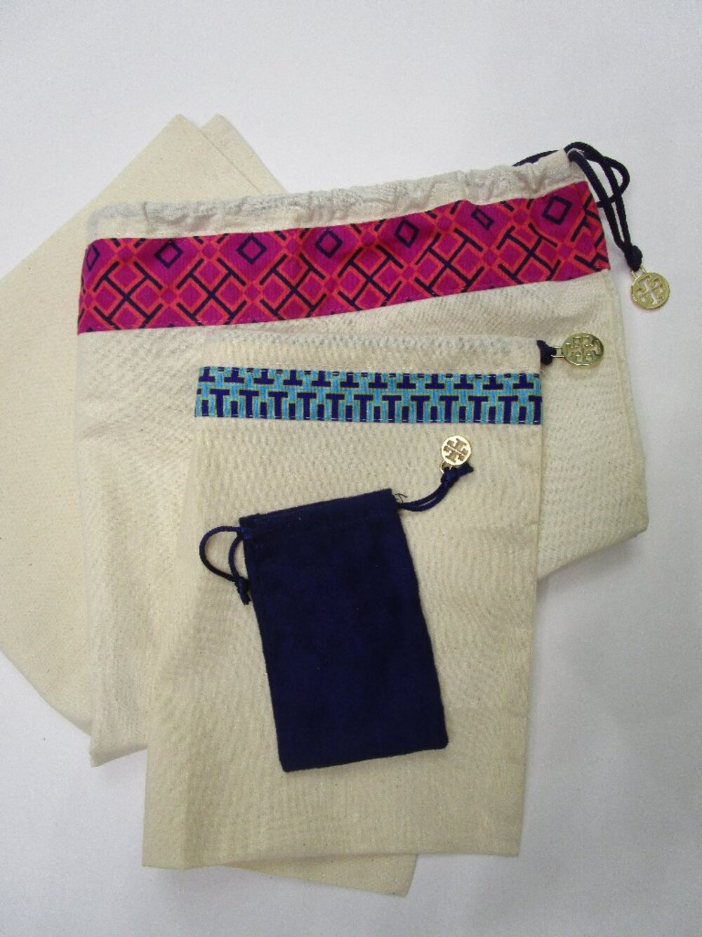 Lot 3 Logo Dust Bag Cover Purse Storage Drawstring Muslin Jewelry San